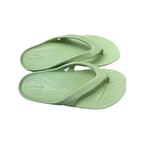 Crocs Womens Sz 9 Iconic Comfort Classic Flip Flop Thong Sandals Mint Green NEW - Picture 1 of 4